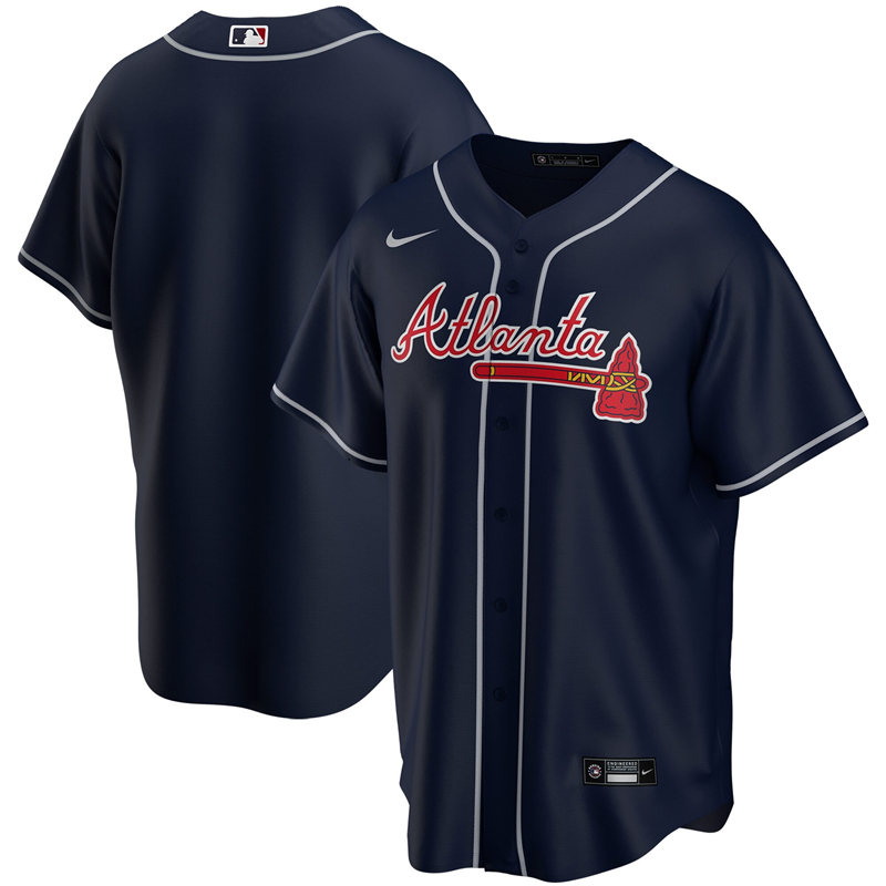 2020 MLB Men Atlanta Braves Nike Navy Alternate 2020 Replica Jersey 1->atlanta braves->MLB Jersey